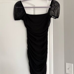 Princess Polly Black Mesh Sleeve Mini Dress